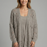 Women's Open Front Knit Cardigan with Long Sleeves – Lightweight Layering for Cool Evenings