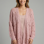 Women's Open Front Knit Cardigan with Long Sleeves – Lightweight Layering for Cool Evenings