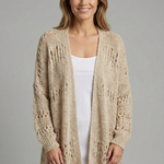 Women's Open Front Knit Cardigan with Long Sleeves – Lightweight Layering for Cool Evenings