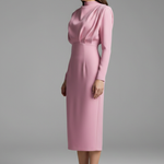 Women's Long Sleeve Mini Dress with High Neckline & Flared Skirt – Cocktail & Evening Dress
