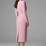 Women's Long Sleeve Mini Dress with High Neckline & Flared Skirt – Cocktail & Evening Dress