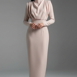Women's Long Sleeve Mini Dress with High Neckline & Flared Skirt – Cocktail & Evening Dress