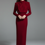Women's Long Sleeve Mini Dress with High Neckline & Flared Skirt – Cocktail & Evening Dress