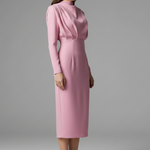 Women's Long Sleeve Mini Dress with High Neckline & Flared Skirt – Cocktail & Evening Dress
