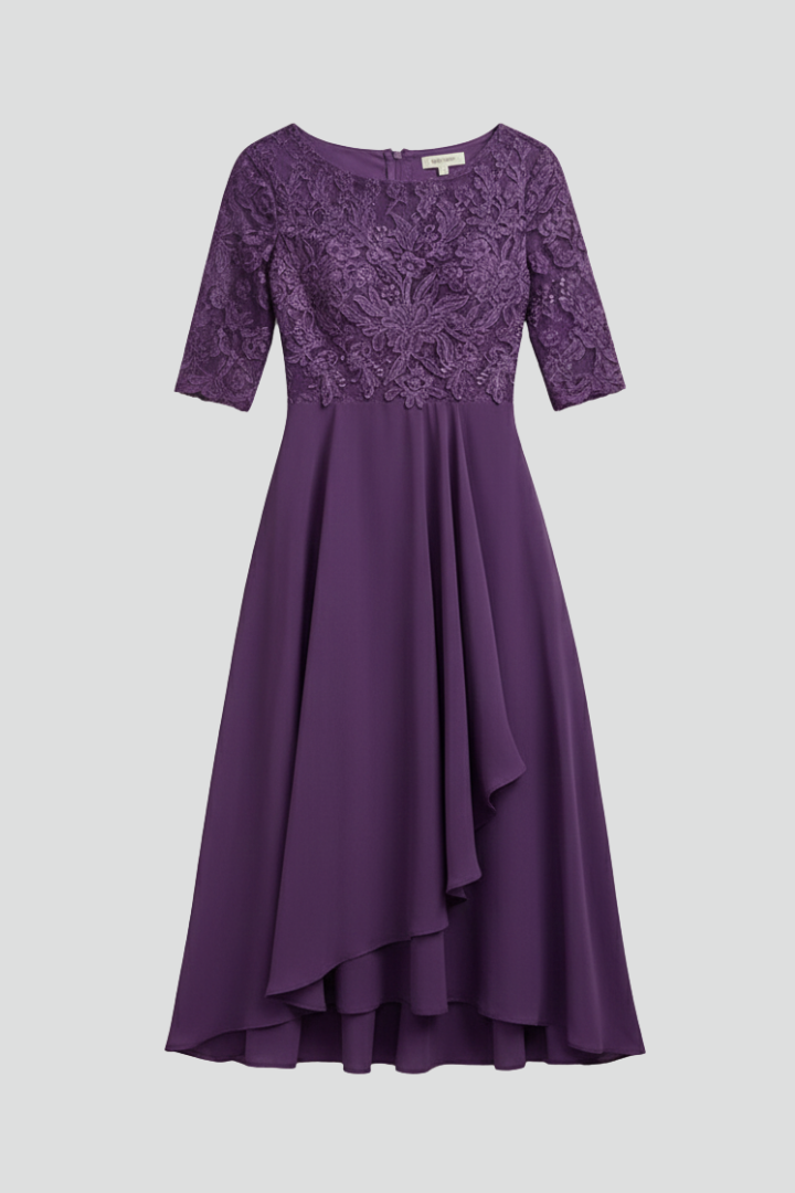 Women's Round Neck Short Sleeve Midi Dress – Patterned Relaxed Fit Everyday Summer Dress