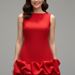 Women's Sleeveless Ruffle Mini Dress with Fitted Waist – Layered Summer Party Dress