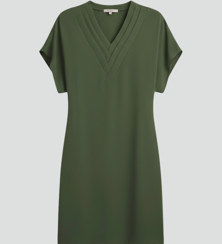 Women's V-Neck Short Sleeve Mini Dress with Side Slit – Relaxed Casual Summer Dress