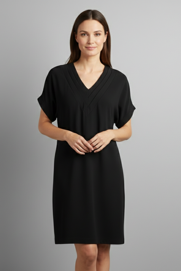 Women's V-Neck Short Sleeve Mini Dress with Side Slit – Relaxed Casual Summer Dress