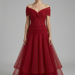 Women's V-Neck Maxi Dress with Draped Bodice & Sheer Short Sleeves – Wedding Guest & Summer