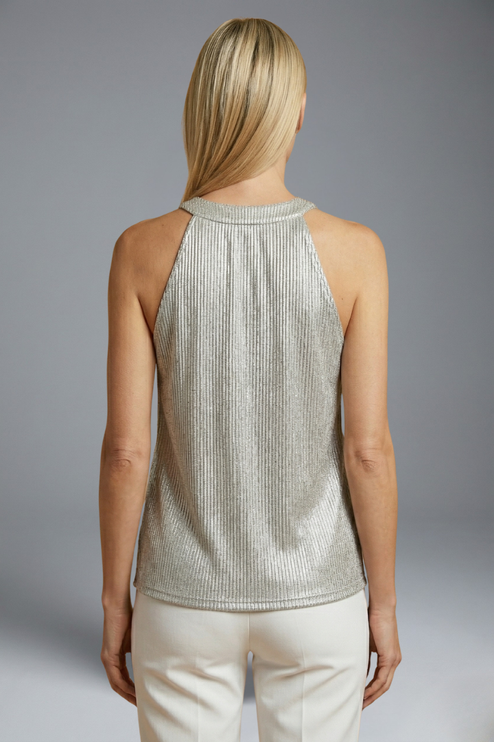 Women's Sleeveless Round Neck Halter Top – Fitted Polyester Blend Summer Top