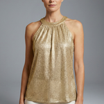 Women's Sleeveless Round Neck Halter Top – Fitted Polyester Blend Summer Top