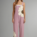 Women's Printed Wide Leg Jumpsuit with Adjustable Straps – Relaxed Casual Summer Jumpsuit