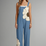Women's Printed Wide Leg Jumpsuit with Adjustable Straps – Relaxed Casual Summer Jumpsuit