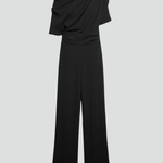 Women's Asymmetric Neck Long Sleeve Wide-Leg Jumpsuit – Elegant Full-Length Jumpsuit for Events