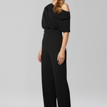 Women's Asymmetric Neck Long Sleeve Wide-Leg Jumpsuit – Elegant Full-Length Jumpsuit for Events