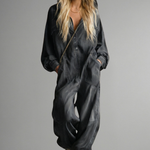 Women's Hooded Long Sleeve Jumpsuit with Side Pockets – Relaxed Casual One-Piece