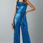 Women's Sequin Sleeveless Jumpsuit with Straight Legs – Sparkly Party and Evening Jumpsuit