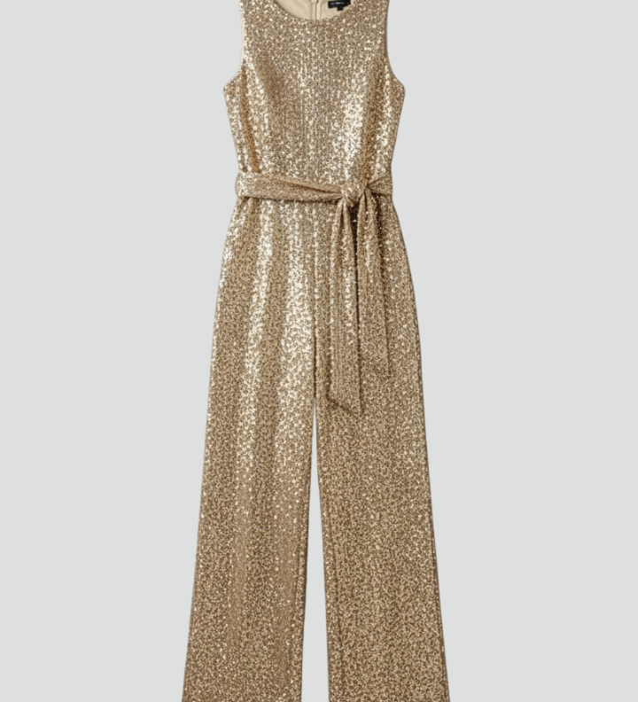 Women's Sequin Sleeveless Jumpsuit with Straight Legs – Sparkly Party and Evening Jumpsuit