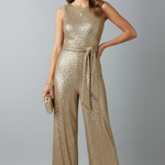 Women's Sequin Sleeveless Jumpsuit with Straight Legs – Sparkly Party and Evening Jumpsuit