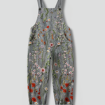 Women's Wide Leg Jumpsuit with Shoulder Straps & Floral Print – Relaxed Spring Summer One-Piece