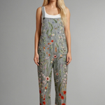 Women's Wide Leg Jumpsuit with Shoulder Straps & Floral Print – Relaxed Spring Summer One-Piece