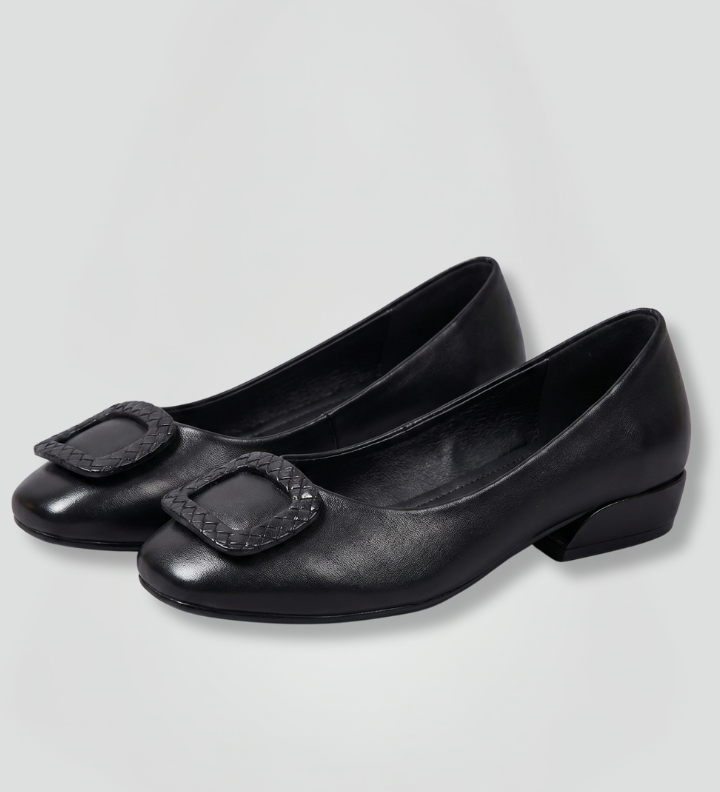Women's PU Leather Ballet Flats with Cushioned Insole – Slip-On Comfort Shoes for Work & Everyday