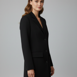 Women's Longline Blazer with Notched Lapel & Button Front – Tailored Office Jacket