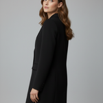Women's Longline Blazer with Notched Lapel & Button Front – Tailored Office Jacket