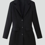 Women's Longline Blazer with Notched Lapel & Button Front – Tailored Office Jacket