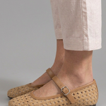 Women's Crochet Woven Mary Jane Flats with Buckle Strap – Floral Everyday Summer Shoes