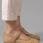 Women's Crochet Woven Mary Jane Flats with Buckle Strap – Floral Everyday Summer Shoes