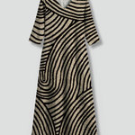 Women's Maxi Dress with V-Neck, Short Sleeves & Pockets – Abstract Print Summer Dress