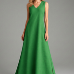 Women's Sleeveless V-Neck Maxi Dress with Side Slit & Button Placket – Summer Maxi Dress