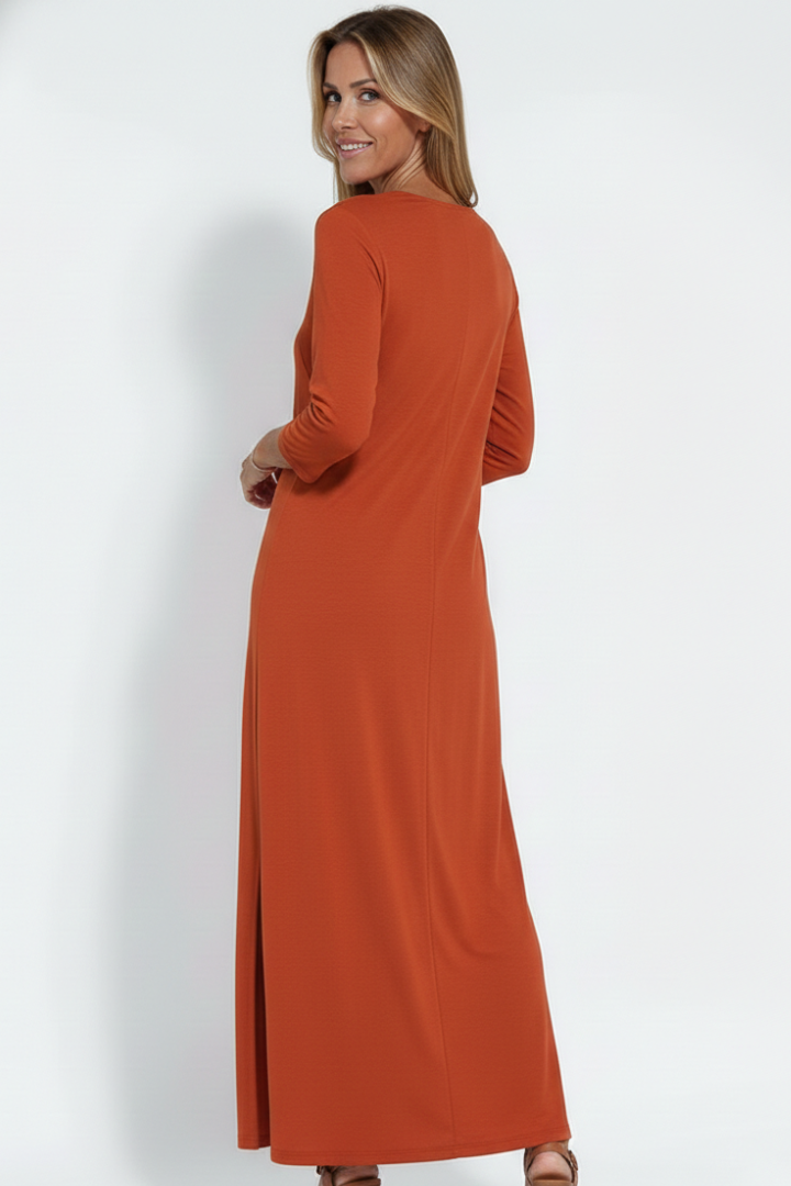Women's Sleeveless V-Neck Maxi Dress with Side Slit & Button Placket – Summer Maxi Dress