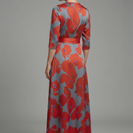 Women's Floral Wrap Maxi Dress with V-Neck & Elbow Sleeves – Flowing Summer Occasion Dress