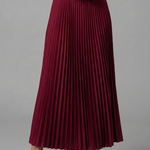 Women's Pleated Maxi Skirt with Elastic Waist – High Rise A-Line Floor Length Skirt