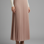 Women's Pleated Maxi Skirt with Elastic Waist – High Rise A-Line Floor Length Skirt