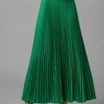 Women's Pleated Maxi Skirt with Elastic Waist – High Rise A-Line Floor Length Skirt