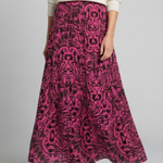 Women's Printed High Waist Maxi Skirt with Elastic Waist – A-Line Summer Floor-Length Skirt