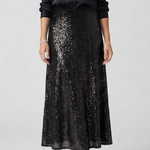 Women's Sequin Maxi Skirt with High Elastic Waist – Pull-On Party Skirt for Evening Events