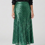 Women's Sequin Maxi Skirt with High Elastic Waist – Pull-On Party Skirt for Evening Events
