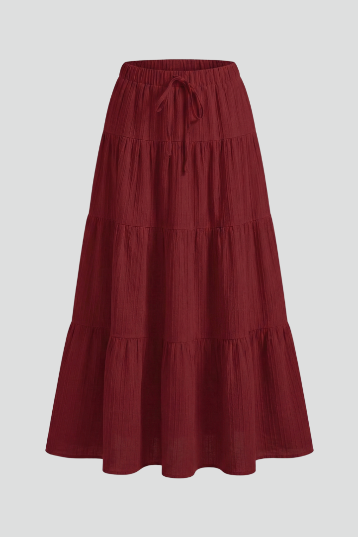 Women's Tiered Maxi Skirt with Elastic Waist – Floor-Length Pull-On Summer Skirt
