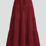 Women's Tiered Maxi Skirt with Elastic Waist – Floor-Length Pull-On Summer Skirt