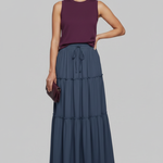 Women's Tiered Maxi Skirt with Elastic Waist – A-Line Flowing Skirt for Spring & Summer