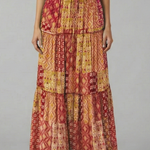 Women's Tiered Maxi Skirt with Elastic Waist – A-Line Flowing Skirt for Spring & Summer