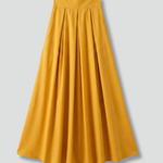 Women's High Waisted Pleated Maxi Skirt with Side Pockets & Side Zip – Floor-Length Skirt