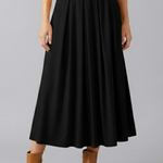 Women's High Waisted Pleated Maxi Skirt with Side Pockets & Side Zip – Floor-Length Skirt