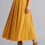 Women's High Waisted Pleated Maxi Skirt with Side Pockets & Side Zip – Floor-Length Skirt