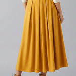 Women's High Waisted Pleated Maxi Skirt with Side Pockets & Side Zip – Floor-Length Skirt