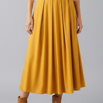 Women's High Waisted Pleated Maxi Skirt with Side Pockets & Side Zip – Floor-Length Skirt